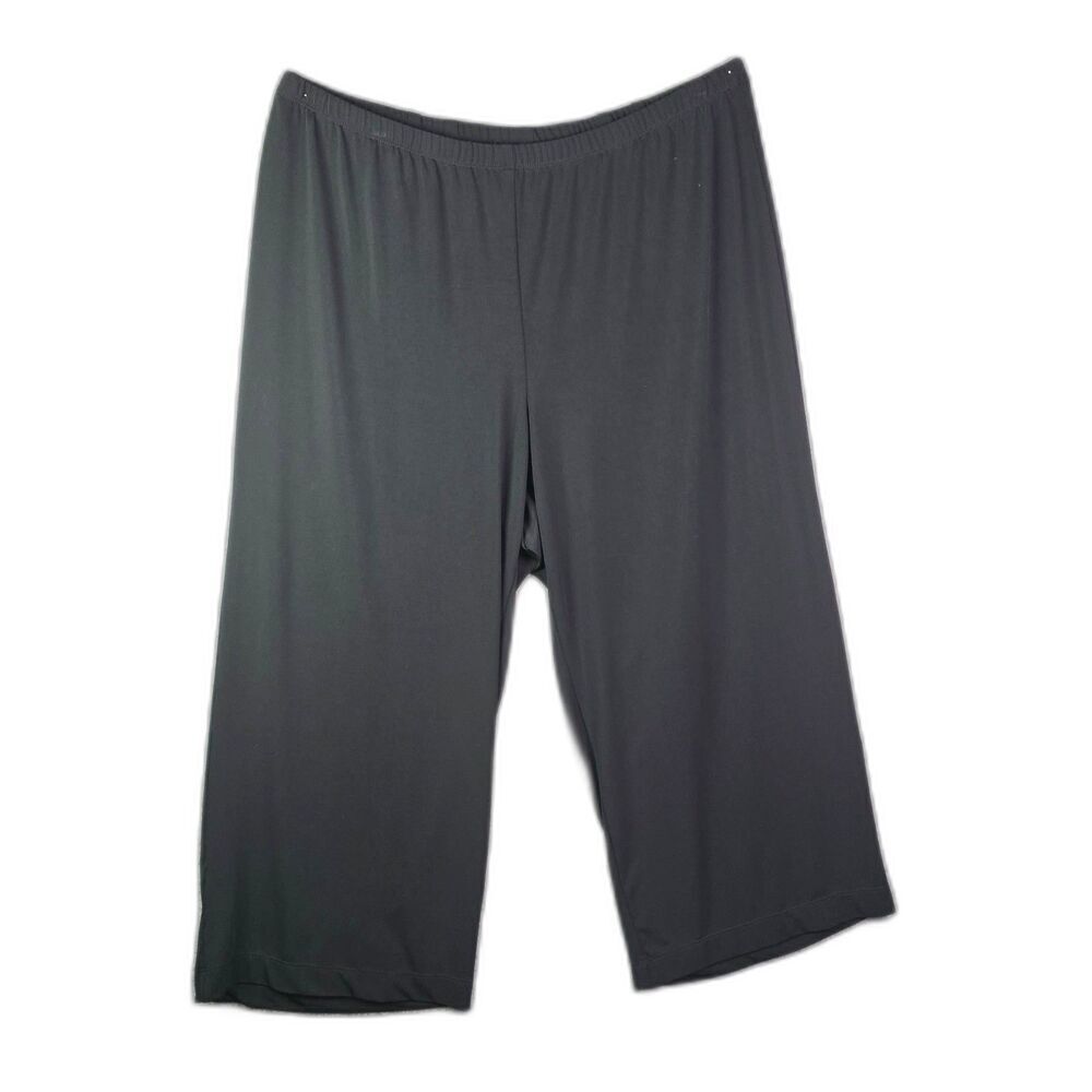 Karen Kane Wide Leg Capri Pants Black 3X Pull On Stretch Travel Knit - Picture 4 of 10